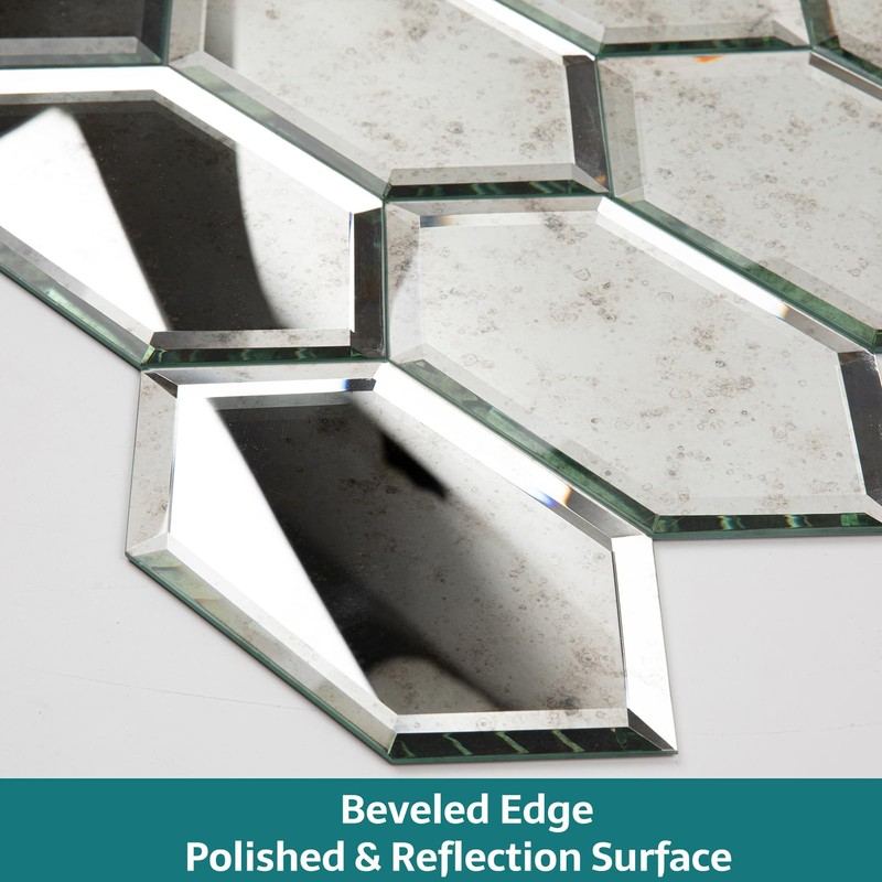 Soulscrafts Peel and Stick Beveled Mirror Tile, Mirror Backsplash Tiles