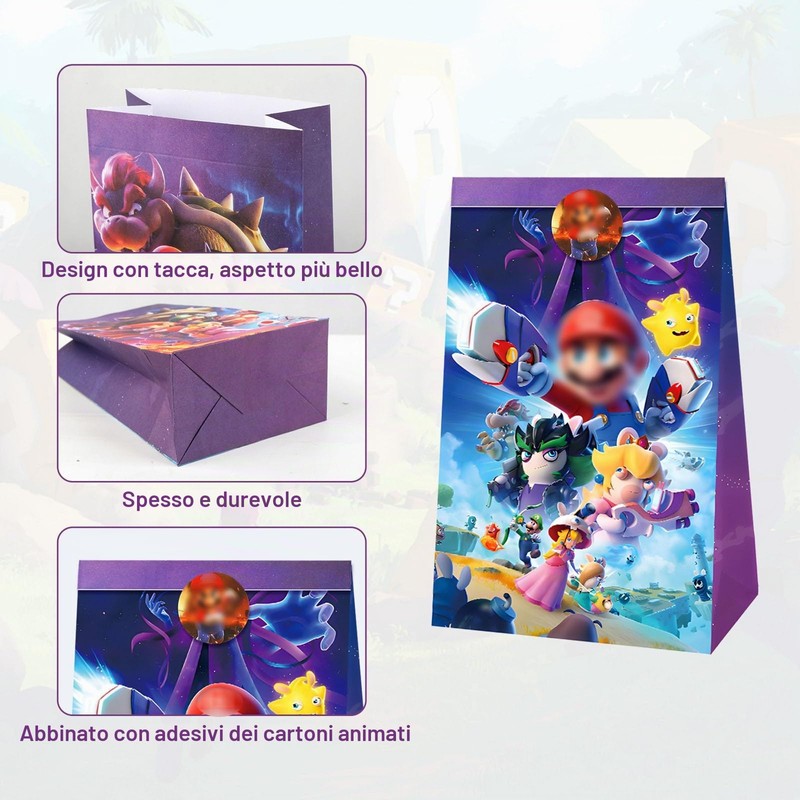 Ainvliya 12 sacchetti regalo Mari per bambini, sacchetti di carta