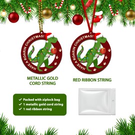 Tyrannosaurus Rex Dinosaur Ornaments for Christmas Tree Wooden T-Rex Dinosaur Ornament Decor Dino Xmas Hanging Ornaments Decorations Dinosaur in Santa Hat Gifts for Boys Girls Have A Roarin Christmas