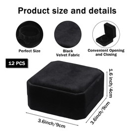 Douaowoc 12 Pcs Velvet Bracelet Box Classic Black Bracelet Gift Box Case for Jewelry Gift Storage Bangle Organizer Holder for Wedding Engagement Proposal Birthday Anniversary