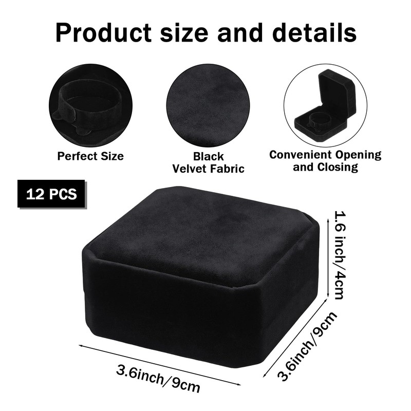Douaowoc 12 Pcs Velvet Bracelet Box Classic Black Bracelet Gift