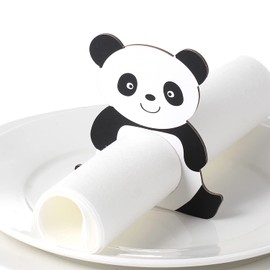 LEKOCH 20 x cardboard sustainable napkin rings, napkin rings for table decoration, wedding, party, birthday of the child (panda)