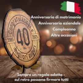 DARO Design - Wooden Disc - 40 Years - Size 20 cm - Gift for Anniversary, 40th Birthday, Anniversary - Congratulations