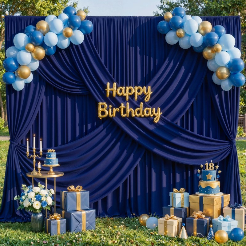 10x12ft Navy Blue Backdrop Curtains Wedding Party Drapes for Backdrop