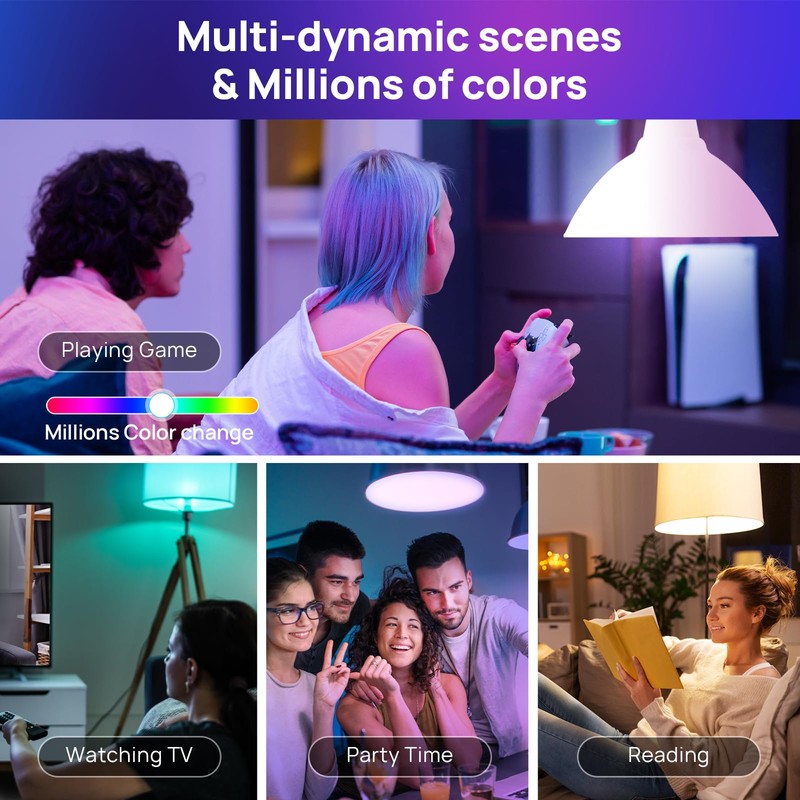 Consciot Smart Light Bulbs, WiFi Bluetooth Color Changing LED Light