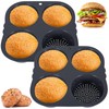Abizarch 2Pcs Silicone Hamburger Bun Mold with 4 Cavities,Non-stick Hamburger