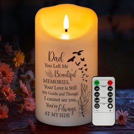 HN HAIINAA Flameless Memorial Candle, Real Wax LED Light with 10-Key Remote Sympathy Gift Bereavement Gifts for Loss of Loved One Memorial Gifts for Loss of Father Remembrance Gifts (4" x 7")