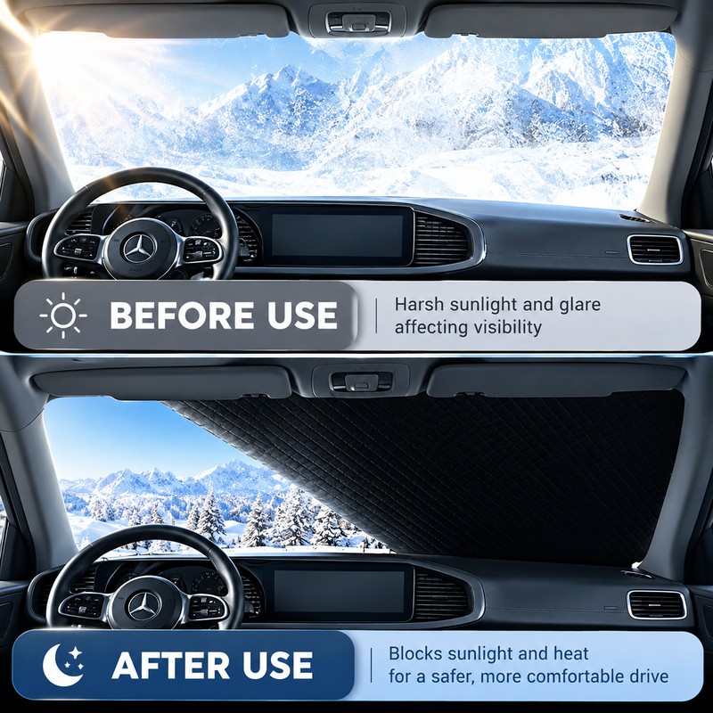 Magnetic Windshield Snow Cover for Winter Car Protection – PVC
