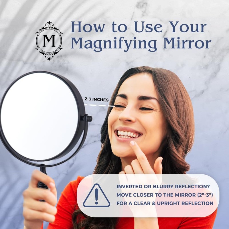 MIRRORVANA 15X Magnifying Tabletop Mirror on Stand - Dual Sided