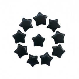 Sunshcat Natural Black Obsidian 10Pcs Star Shaped Thumb Crystals and Healing Stone,0.6" Haped DIY Jewelry ﻿