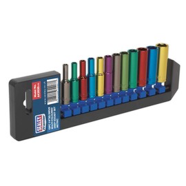 Sealey Multi-Coloured Socket Set 12Pc 1/4"Sq Drive 6Pt Deep Walldrive Metric
