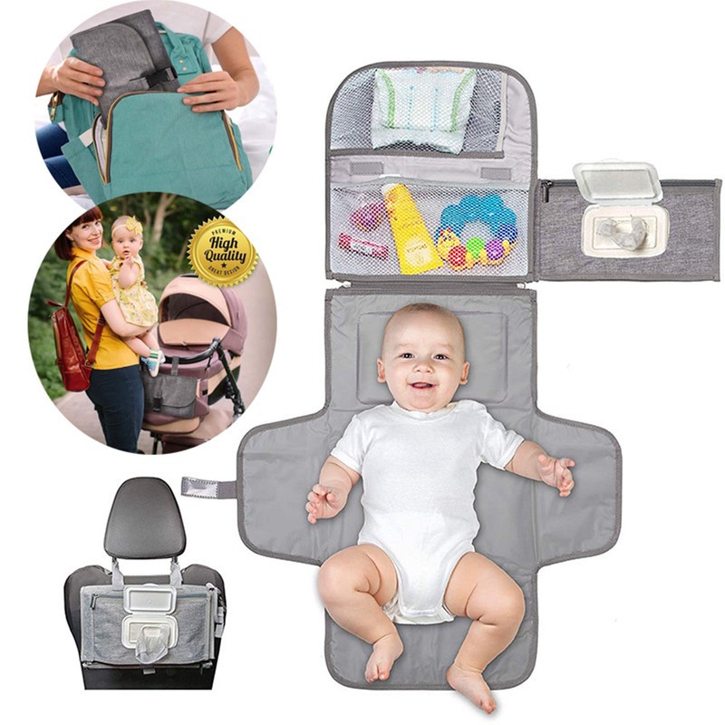 Portable Baby Diaper Changing Mat Foldable Multi Storage Pockets Soft