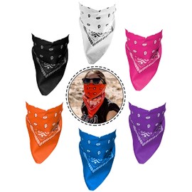Love My Fashions® Assorted 6 Pcs Paisley Multicolor Bandana Cotton Scarf Handkerchiefs for Dust Outdoor Sports Square Bandana Fashion Hair Accessory Neckerchief Cowboy Bandana Scarf for Mens & Womens