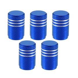 X AUTOHAUX 5pcs Blue Car Bike Tire Valve Stem Cap Wheel Rims Dust Proof Covers