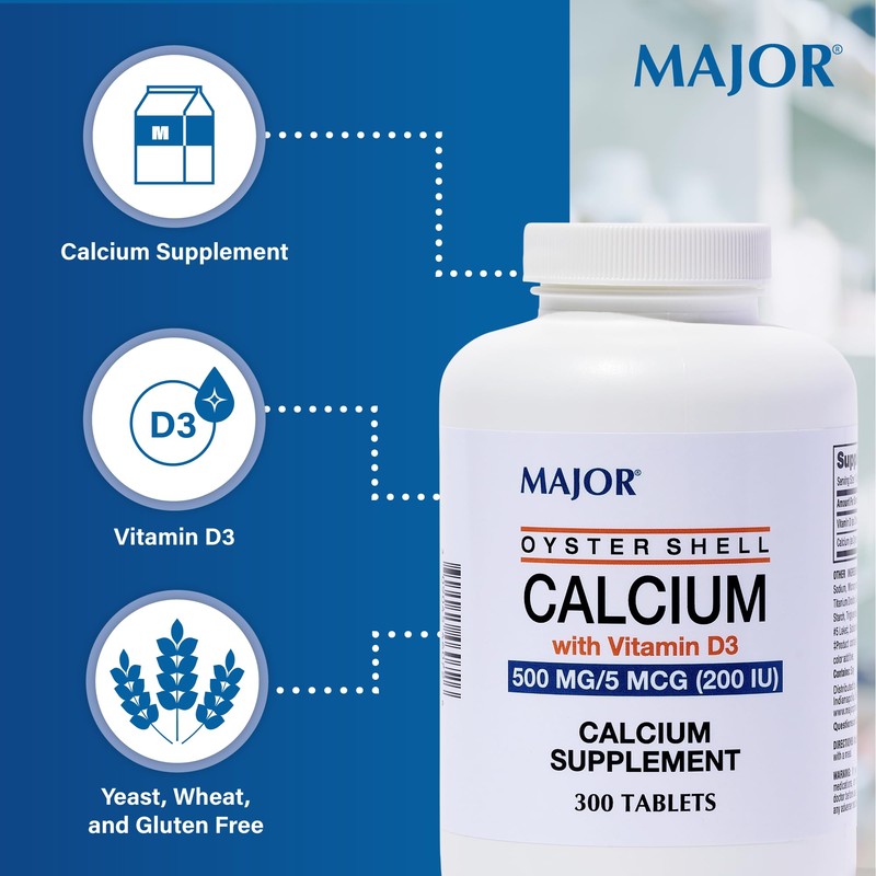 Major Oyster Shell Calcium with Vitamin D3 500 mg /