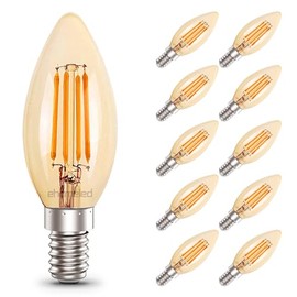 ehomeled E14 LED Filament Kerzenlampe Extra Warmweiß 2300K, Gold Glas, 720lm 6W (=55W), Vintage Glühbirne für Bar Restaurant Dekoration, Nicht Dimmbar, 10er-Pack