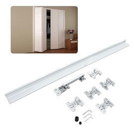 Bifold Door Hardware Set, with 36” Track, Aluminum Sliding Cabinet Folding Door, Hanging Wheel Closets Folding Door(1 Set)