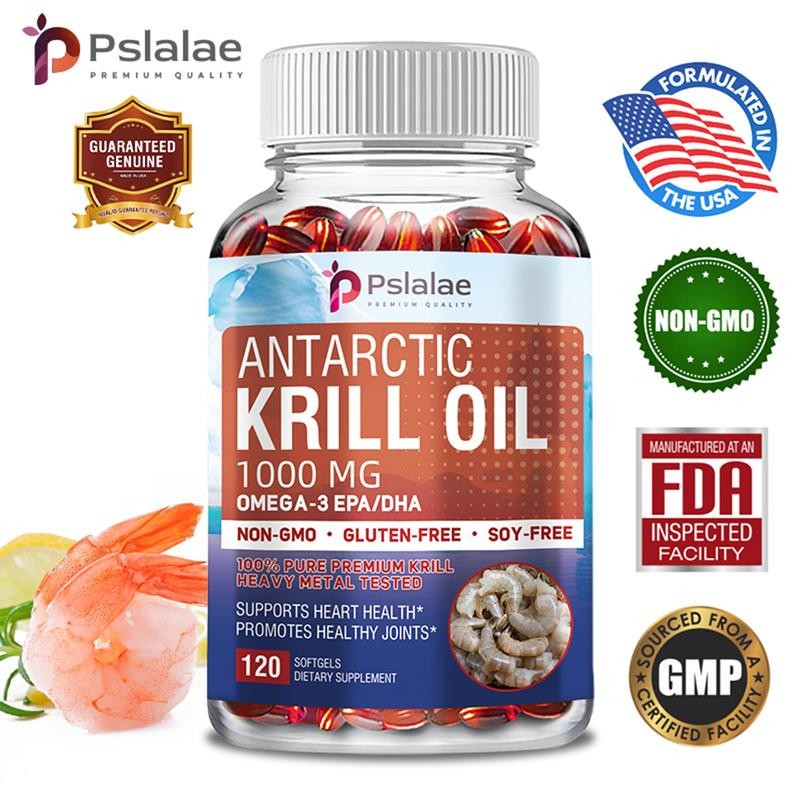 Pslalae Antarctic Krill Oil 1000 mg with Omega-3s EPA, DHA,