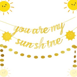 JeVenis Set of 2 You Are My Sunshine Banner Sun Banner You Are My Sunshine Birthday Decoration for Baby Shower Kid's Birthday Party Decorations