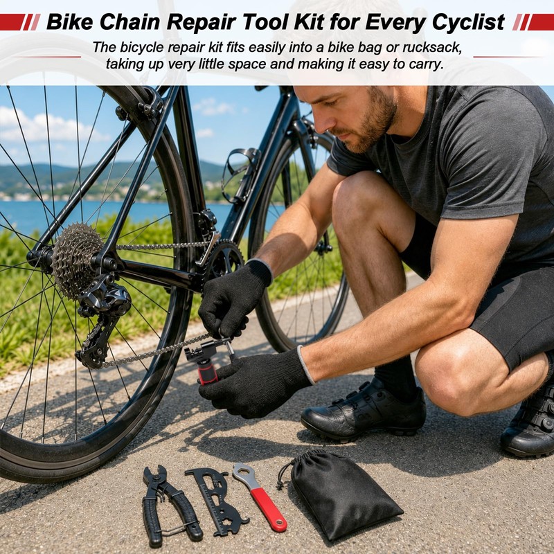 REJOECE Bike Chain Repair Tools Kit, Fit for Bicycles 6-12