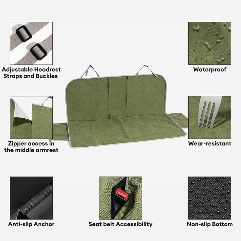 FUNNYFUZZY Dog Car Seat Cover for Back Seat, Waterproof Dog