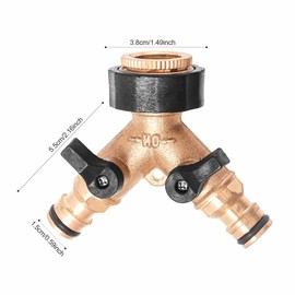 YAAVAAW Brass Garden Hose Pipe Splitter Outside Garden Tap Splitter 2 Way, Double Hose Pipe Connector Multi Tap Connector 2 Way Hose Splitter for Connecting Two Hoses to Outdoor Tap 3/4'' & 1/2''