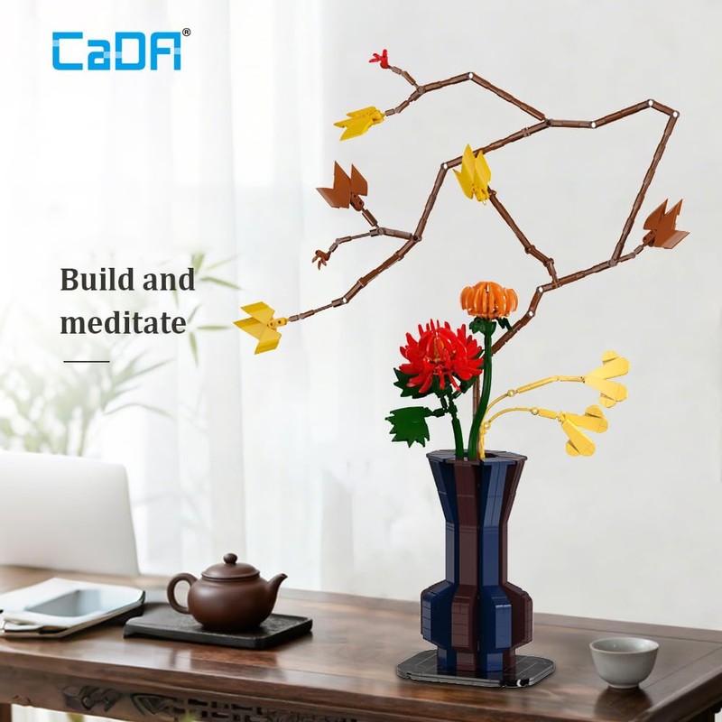 CaDA C59025W Botanical Flower Building Blocks,795 PCS Autumn Flower Building
