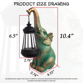 RCTTICUU Elephant Garden Statue Outdoor Décor with Solar Lights Lantern,Elephant Solar Light Figurines Outside Decorations for Yard，Lawn Patio, Balcony, Unique Housewarming Gifts