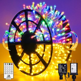 JMEXSUSS 500 LED Color Changing Christmas Lights, 163FT Warm White & Multicolor Christmas String Lights with Remote, Outdoor Christmas Lights Plug in for Tree House Indoor Outdoor Xmas Decor