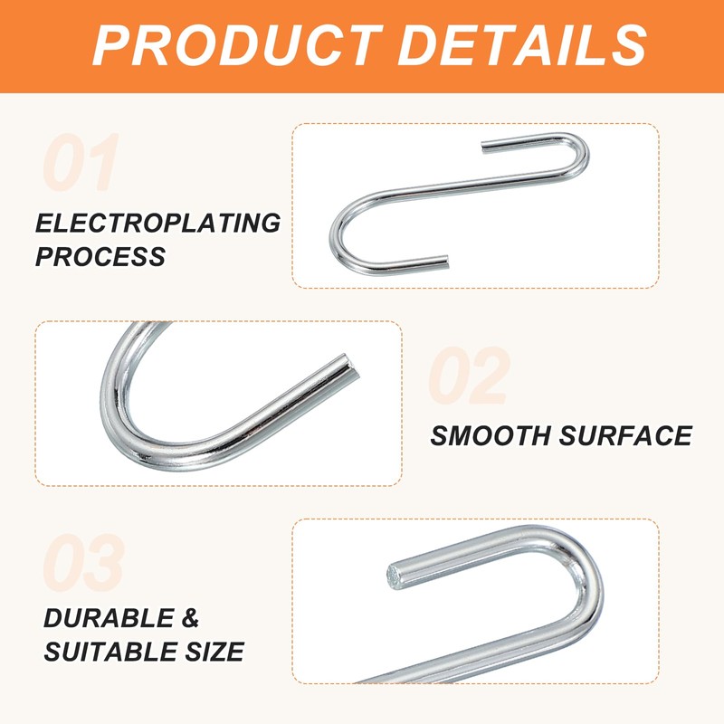 PATIKIL 2.5" S Hooks, 10 Pack Hook Wire Rack Hooks