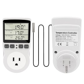 RUIZHI Smart Aquarium Temperature Control Socket with Sensor Digital Temperature Control Switch Countdown Large Screen American Standard Temperature Control Detector Aquarium Thermostat Reptile