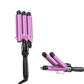 kuwa 3 Barrel Curling Iron,Crimper Hair Tool,Beach Waver Curling Iron,HairCrimper for Women,WaverHair Tool,Hair Waver with LCD Temperature Display