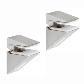 Mooche Glass Shelf Bracket Adjustable Shower Brackets Brushed, 2 Pack Wall Mounted Zinc Alloy Glass Clamp Holder for 4-10mm Shelves, Wall Mount Clamps Clip Support Hardware Replacement Parts