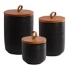 Food Storage Jar Strong Ceramic Storage Canisters with Airtight Wooden