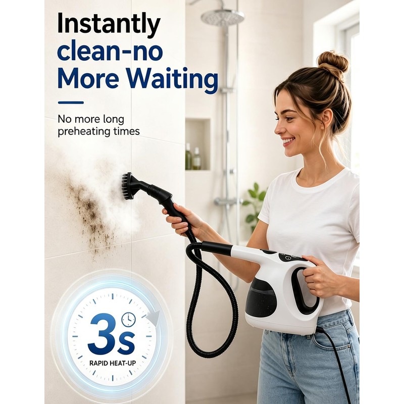 Handheld Steam Cleaner for Home, 3s Fast Heat, Lightweight with
