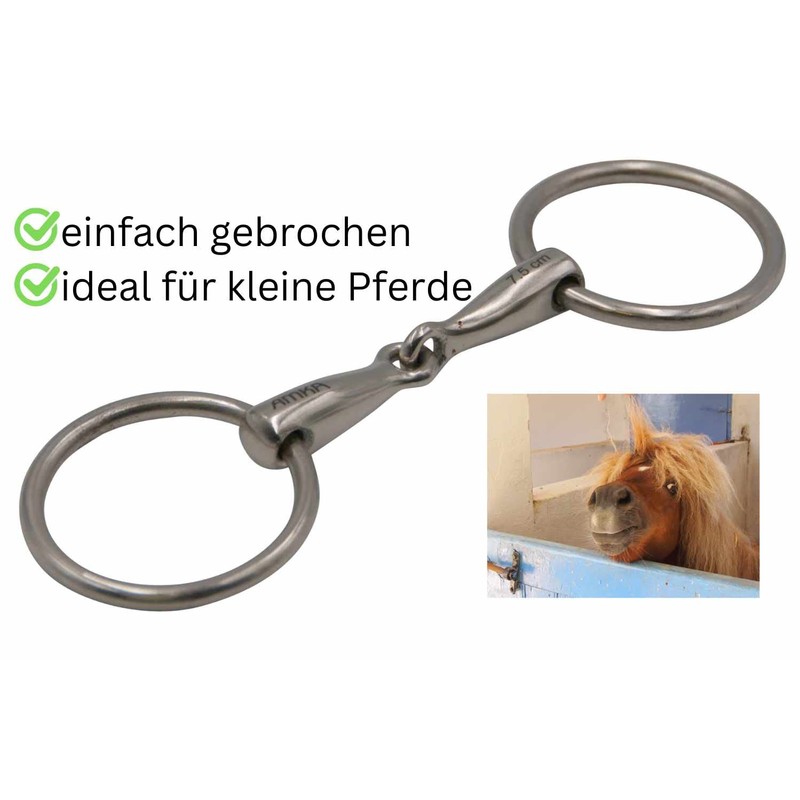 AMKA Pony Snaffle Bit Thickness 12 mm Rings 50 mm