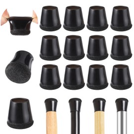 Pack of 40 Chair Leg Caps, Felt Gliders for Chairs, 14-20 mm Thickened Chair Leg Protectors, Protective Caps for Round and Square Chair Legs to Protect Floors (Small, Black)