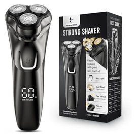 Electric Razor for Men Cordless: Wet/Dry Rotary Shaver Waterproof - USB Fast Charging & Sensitive Skin Care - Pop up Trimmer & Precision Blades
