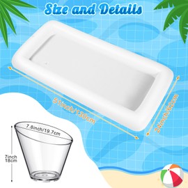 Vertintong 10 Pcs Pool Party Supplies Include 2 Pcs Inflatable Serving Salad Bar Tray Food Drink Holder Cooler Container 8 Pcs Salad Bowls Angled Acrylic Candy Bowls for BBQ Picnic Buffet Luau Cooler