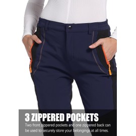LINLANG EN - Pantalones de esquí de nieve para mujer, con forro polar, impermeables, aislados, cálidos, de softshell para senderismo, color azul marino, talla XS