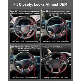 Belinous Leather Steering Wheel Cover Lace Up, Hand-Stitch on Wrap, Steering Wrap Compatible with Ford F-150 F250 King Ranch/Lariat/XL/XLT/Limited/Platinum/Police Responder 2015-2020 (W/O Mark)