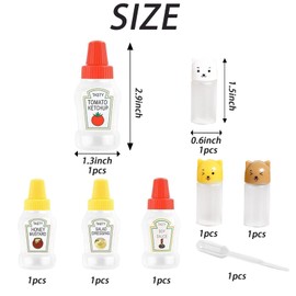 PLATEYTR 6pcs Mini Sauce Bottles, Portable Squeeze Bottles for Condiments, 13g Sauce Containers for Lunch Box, Work, School, Picnic