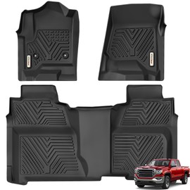 YITAMOTOR Floor Mats Compatible with 2014-2018 Chevy Silverado/GMC Sierra 1500 Crew Cab, 2015-2019 Silverado/Sierra 2500 HD/3500 HD Crew Cab, Custom Fit Liners, 1st & 2nd Row All-Weather Protection