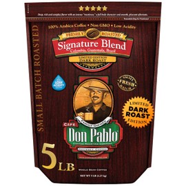 Don Pablo Signature Blend - Limited Edition Dark Roast Gourmet Coffee, 100% Arabica Whole Bean, Non-GMO, Low Acidity, 5 Pound (5 lb) Bag