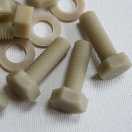 20 x Glass Filled Reinforced, Super Nylon Hex Head, M10 x 30mm, Machine Screws, Plastic Nuts and Bolts, Washers, (25/64 x 1 3/16 in)