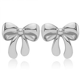 NEPULOY Sliver Bow Earrings for Women Bow Stud Earrings Cute Dangle Drop Earrings Trendy Jewelry Gifts for Women