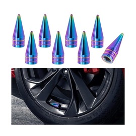 Zpana Spiked Shape Car Tire Valve Stem Cap, 8PCS Aluminum Alloy Dustproof Vehicle Wheel Tyre Valve Stem Cover, Auto Rim Valve Stem Protection Accessories, Universal for SUV Sedan Truck (Multicolor)