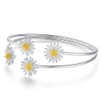 WDIYIEETN Chrysanthemum Bangle Bracelet 925 Sterling Silver Two Rows Daisy