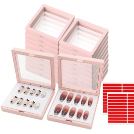 GUXACU - Cajas de embalaje de uñas 3D flotantes a presión en caja de almacenamiento de uñas con 60 unidades de cinta adhesiva de doble cara para tecnología de uñas