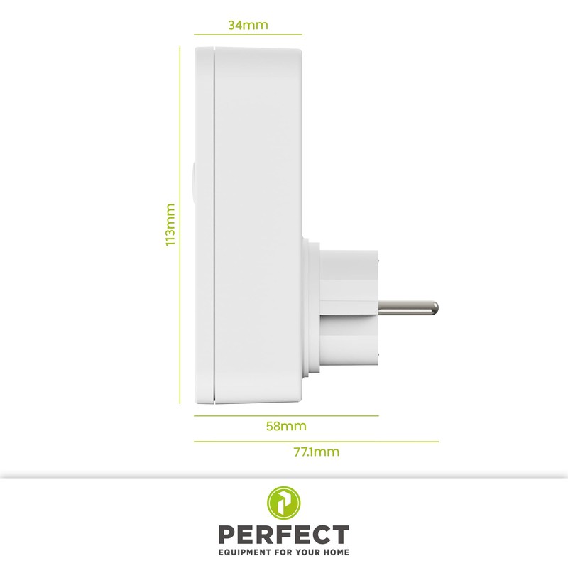 Perfect Socket Timer, Timer 230 V, Countdown Switch Socket, Timer
